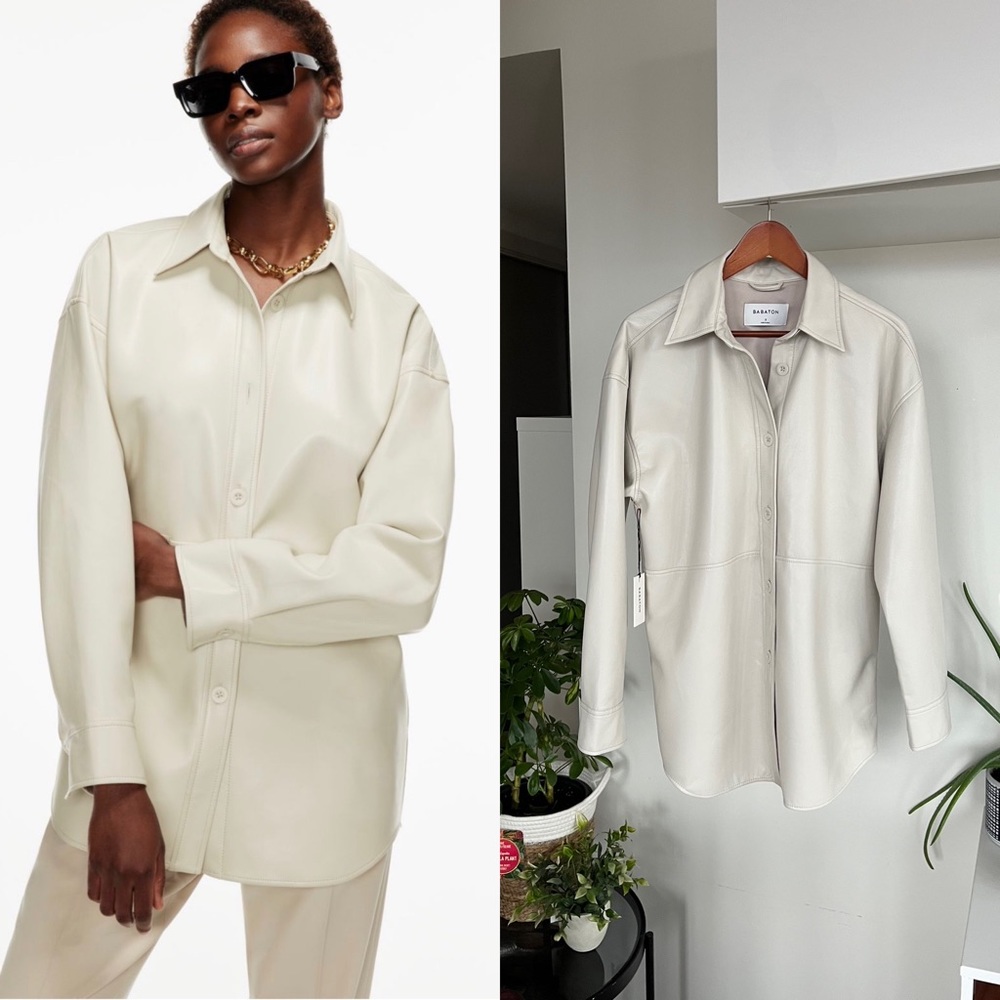 Aritzia Babaton Pelli Casual Relaxed New Button Shirt Jacket Up Sz S